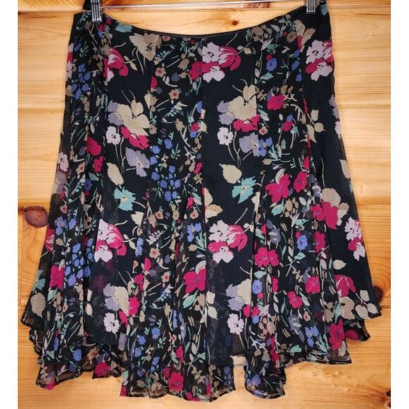 Lauren Ralph Lauren Women's Ruffled Floral Georgette Skirt Multi Size 12 - Picture 8 of 16